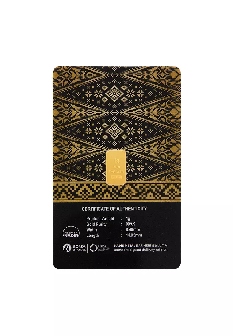 HABIB 1g 999.9 Gold Bar (Songket Collection)  - Manufactured by LBMA Goods Delivery Refiner