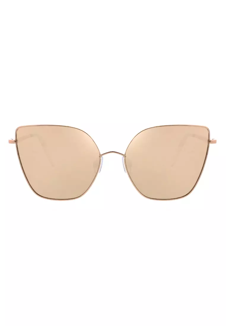 Kendall + Kylie Light Gold Glamorous Metal Geometric Square Tabitha Sunglasses