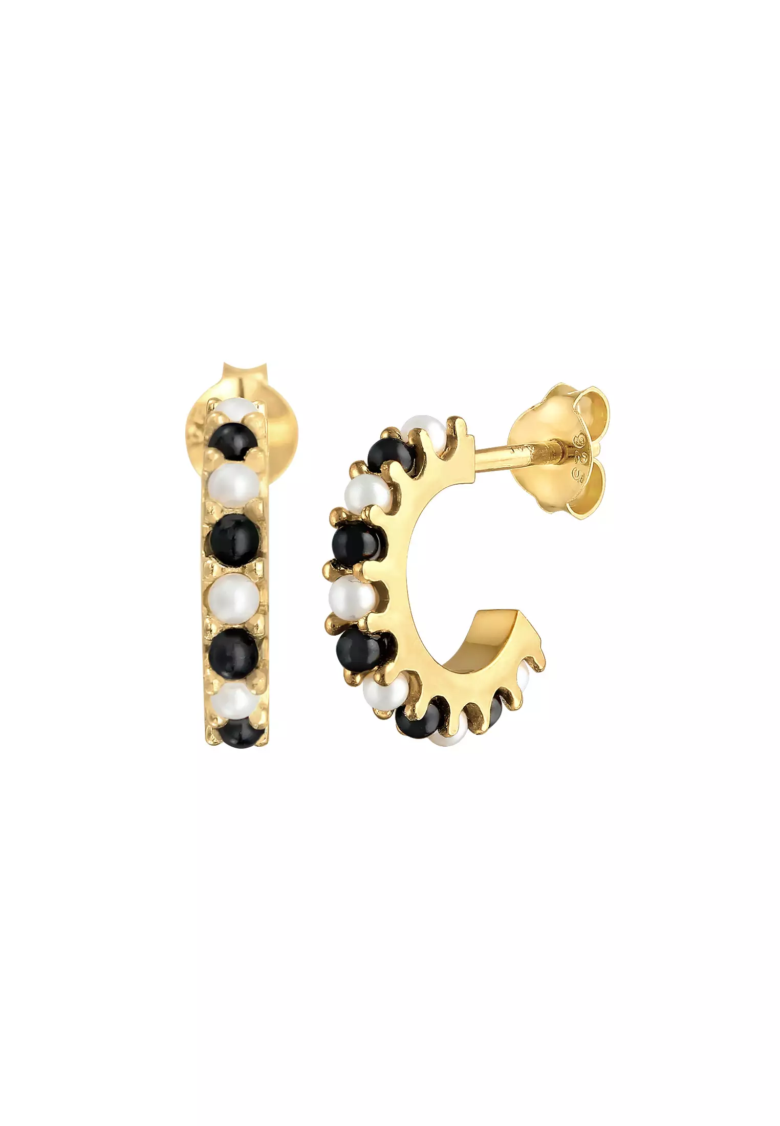 Earrings Creoles Pearl Classic Gold Plated