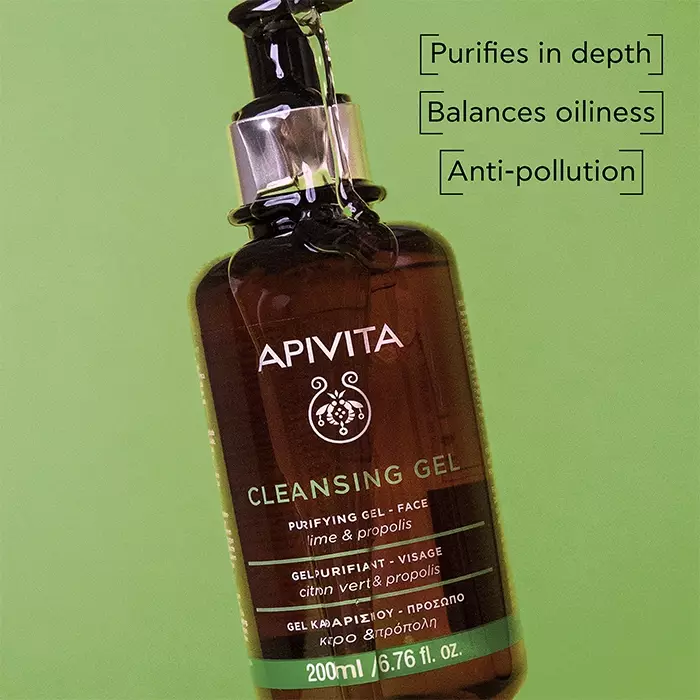 Apivita Cleansing Purifying Gel For Oily Combination Skin | Face 200 ml - Sabun Pembersih Wajah untuk Kulit Berminyak dan Kombinasi