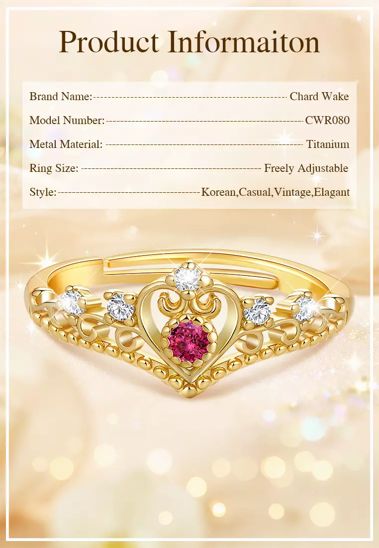 Cincin Wanita Original Red Zircon Berlian Berlapis Platinum Anti Pudar Ukuran Bebas Wanita Tunangan Cincin Cewek