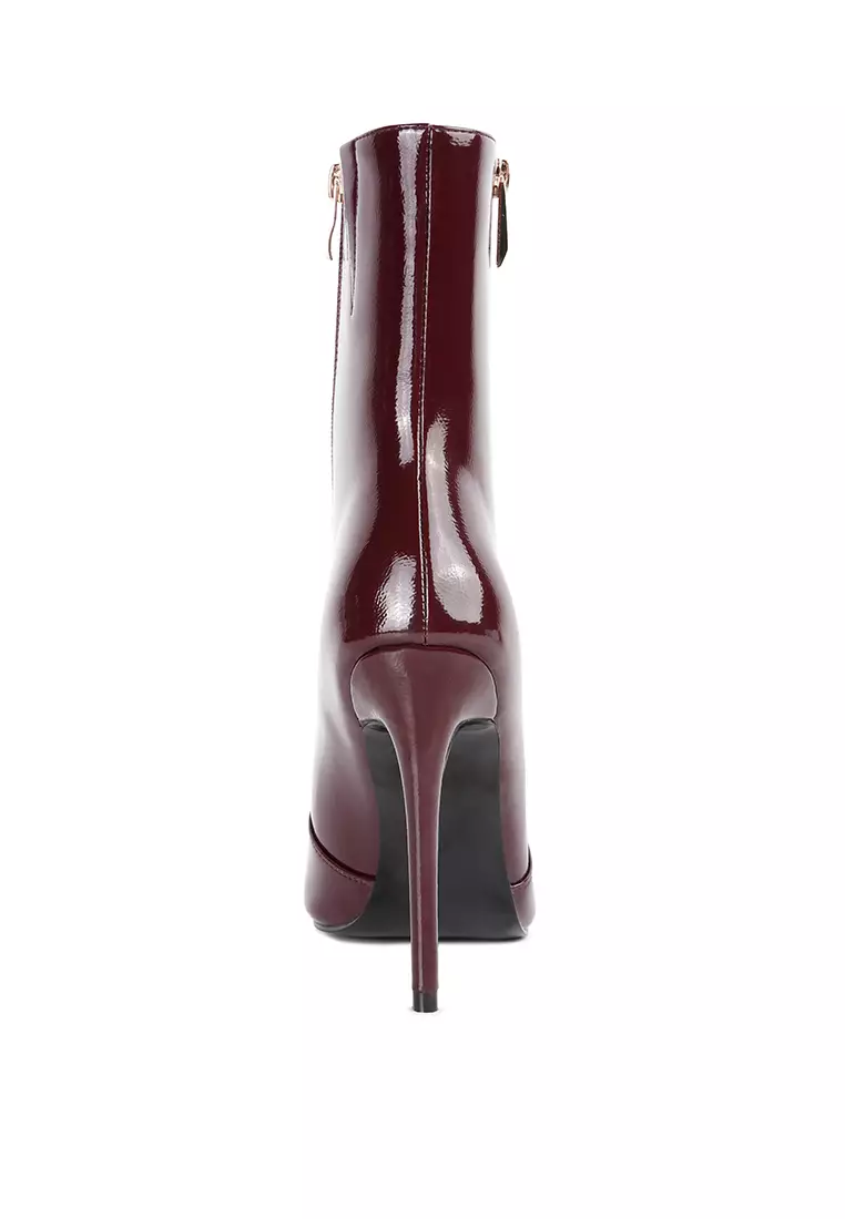 Maroon patent store boots