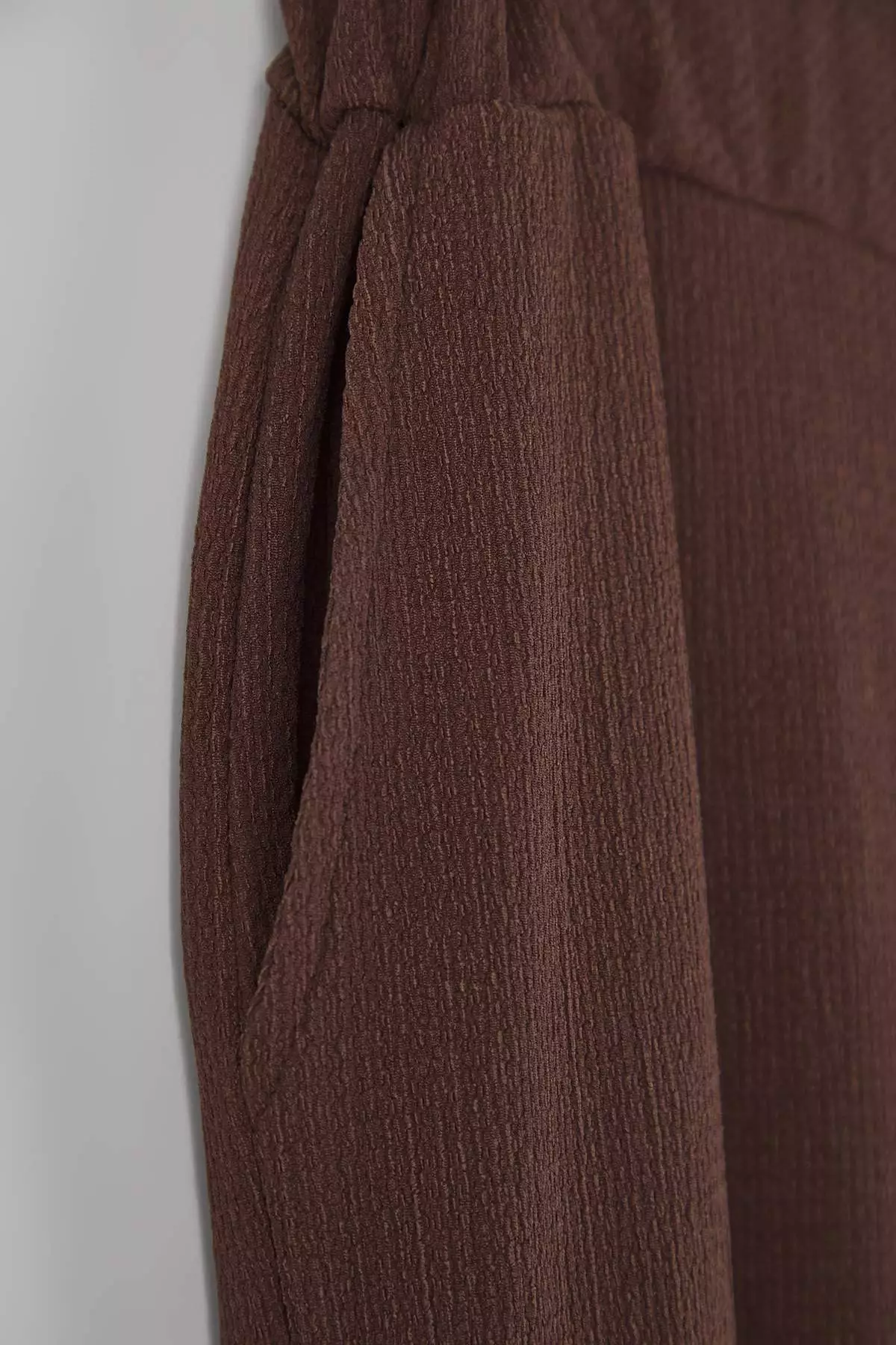 Brown Carrot Fit Elastic Waist Knitted Plus Size Trousers