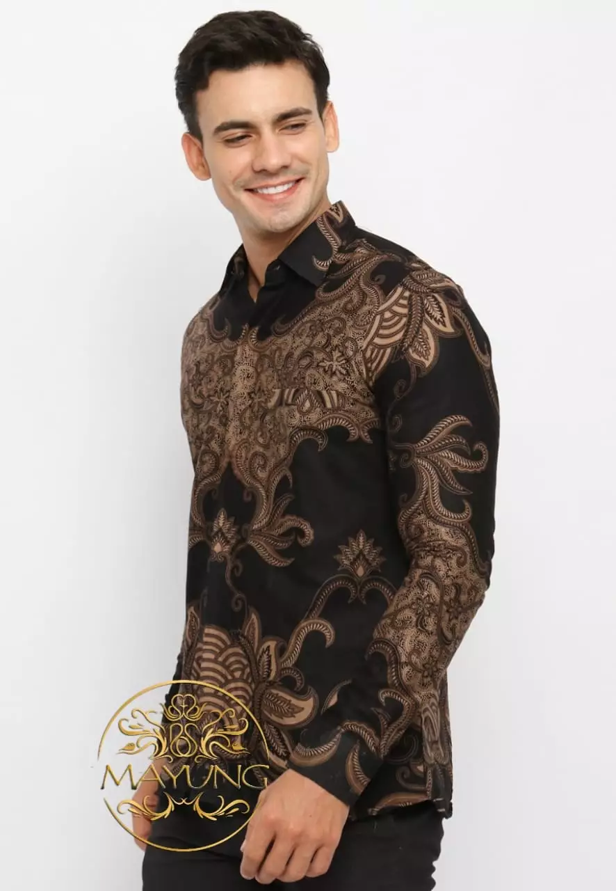 Gana Black Kemeja Batik Pria Premium Slimfit Modern Lengan Panjang