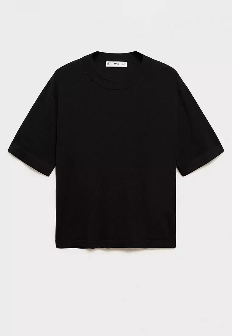 Short-Sleeved Fine-Knit Sweater