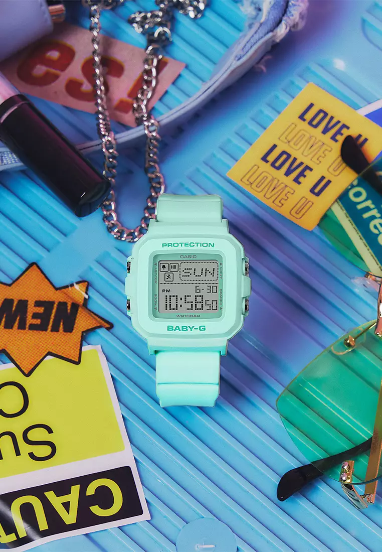 Casio Baby-G Jam Tangan Digital Wanita - Light Green - Resin Strap - BGD-10-3D