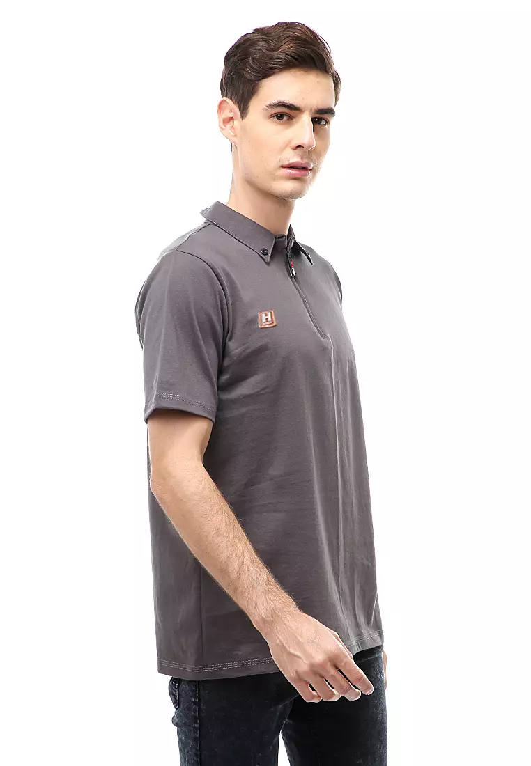 Jack Atasan Casual Pria T-Shirt Kaos Polo Resleting Short Sleeve Material Cotton ORIGINAL