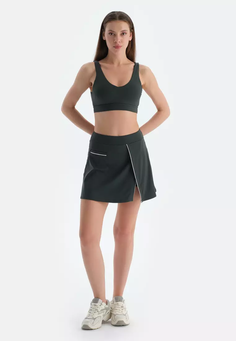 Dark Green Shorts, Slim Fit, Activewear for Women