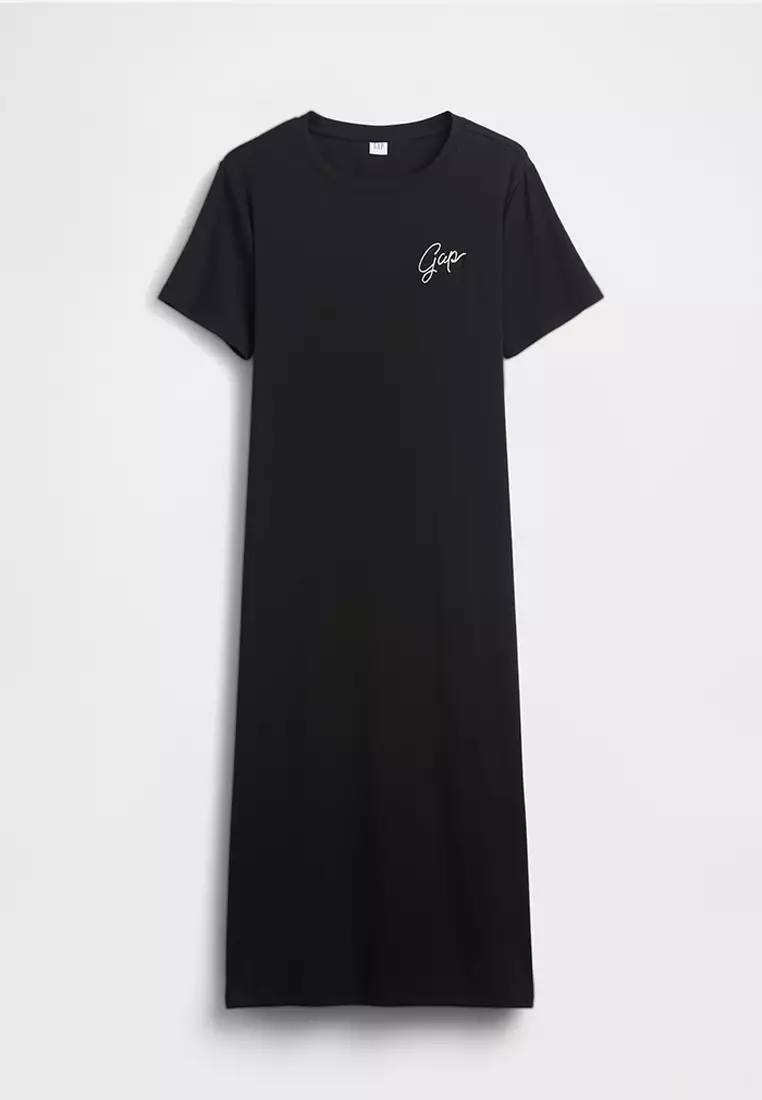 Relaxed Fit Logo Cut Out T-Shirt Midi Dress