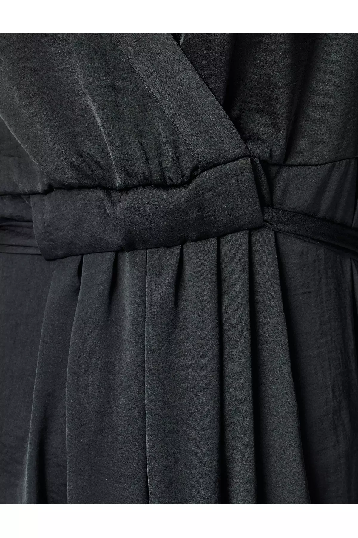 Flowy Short Sleeve Midi Length Double Breasted Satin Dress