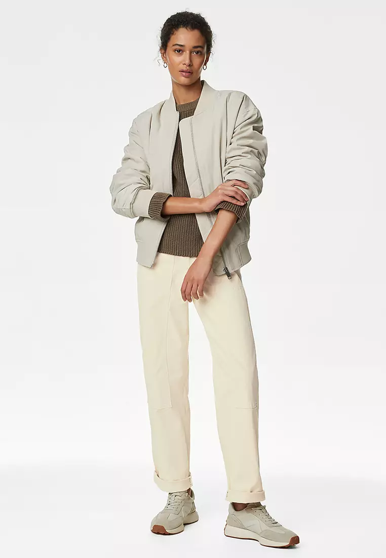 Cotton Rich Relaxed Straight Trousers
