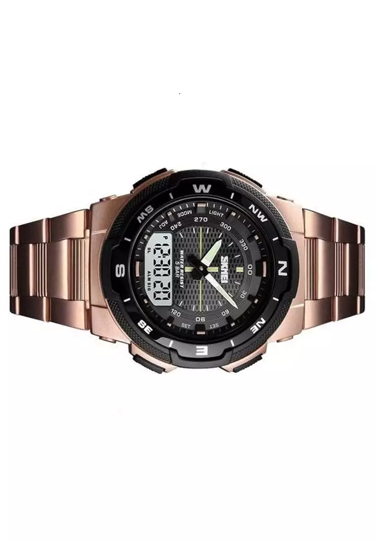 Jam Tangan Kasual Digital Analog Pria Waterproof Many Function Strap Tali Material Stainless Steel II99 ORIGINAL