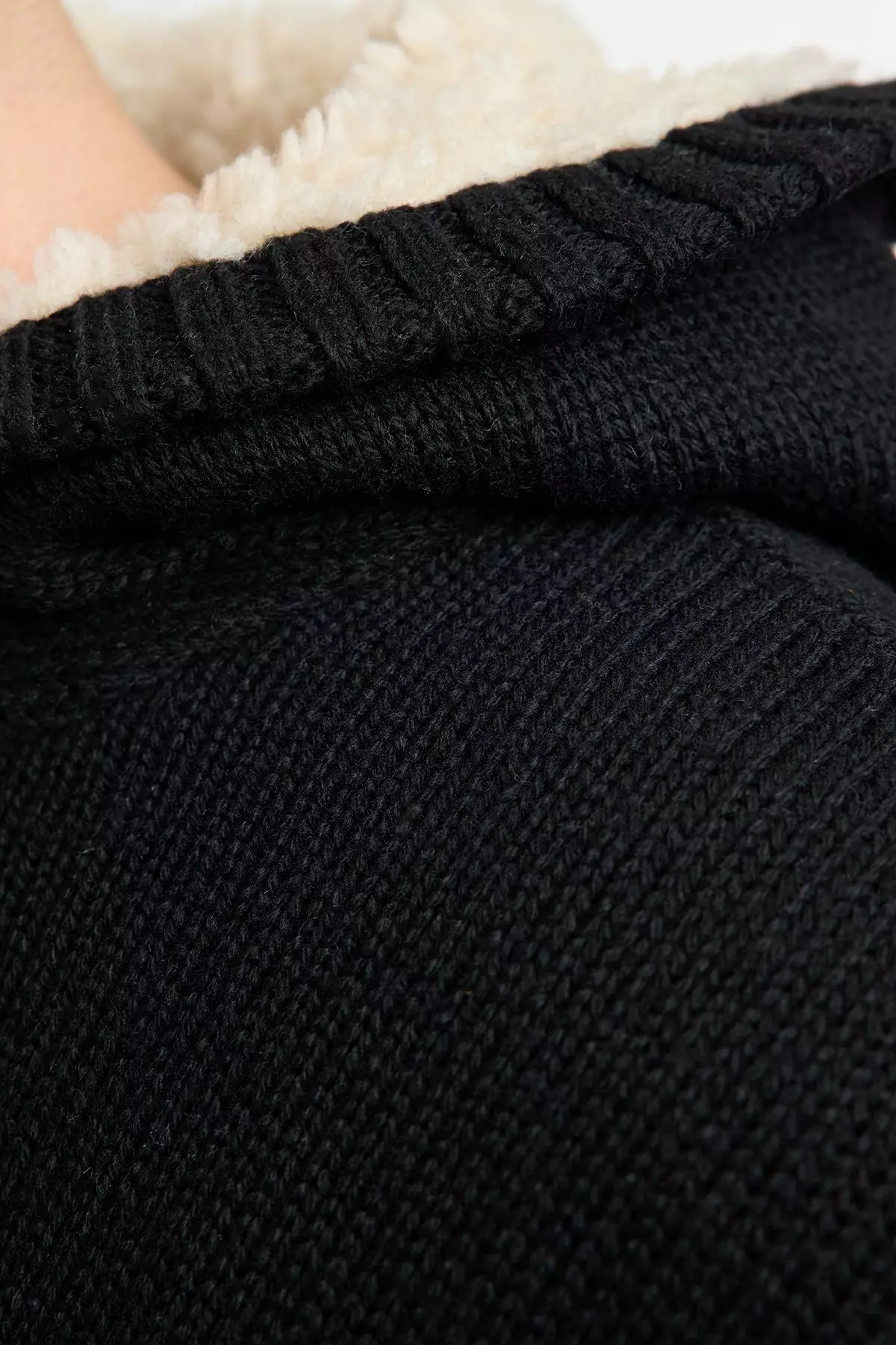 Black FL Men's Regular Hooded Plain Knitwear Cardigan TMNAW20HI0066