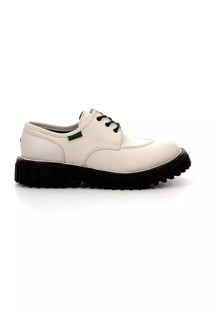 Discount on Kickers  shoes - SKU: Derby Leather White Women Leather Shoes