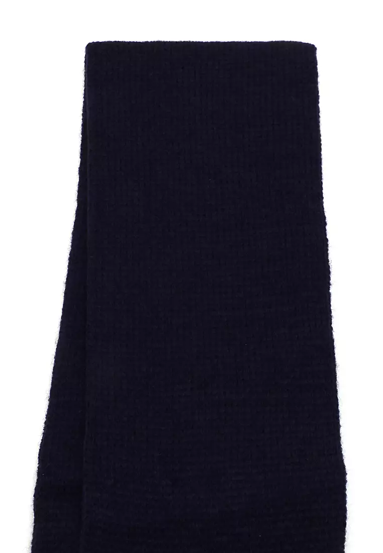 Syal Wanita Motif Polos Aksen Rumbai Shawl Rajut Lembut Fashion Women - Dongker