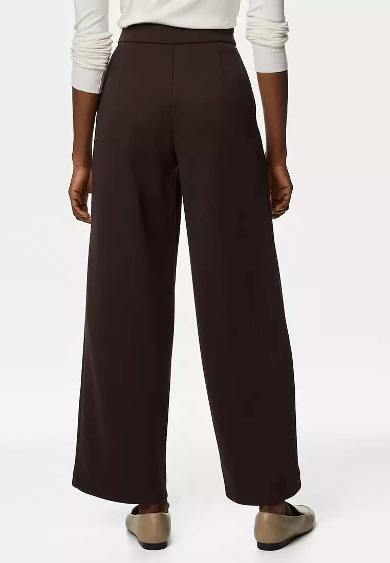Jersey Elasticated Waist Wide Leg Trousers