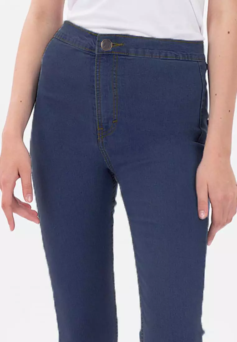 Skinny Jeans High Waist No Pocket in Navy