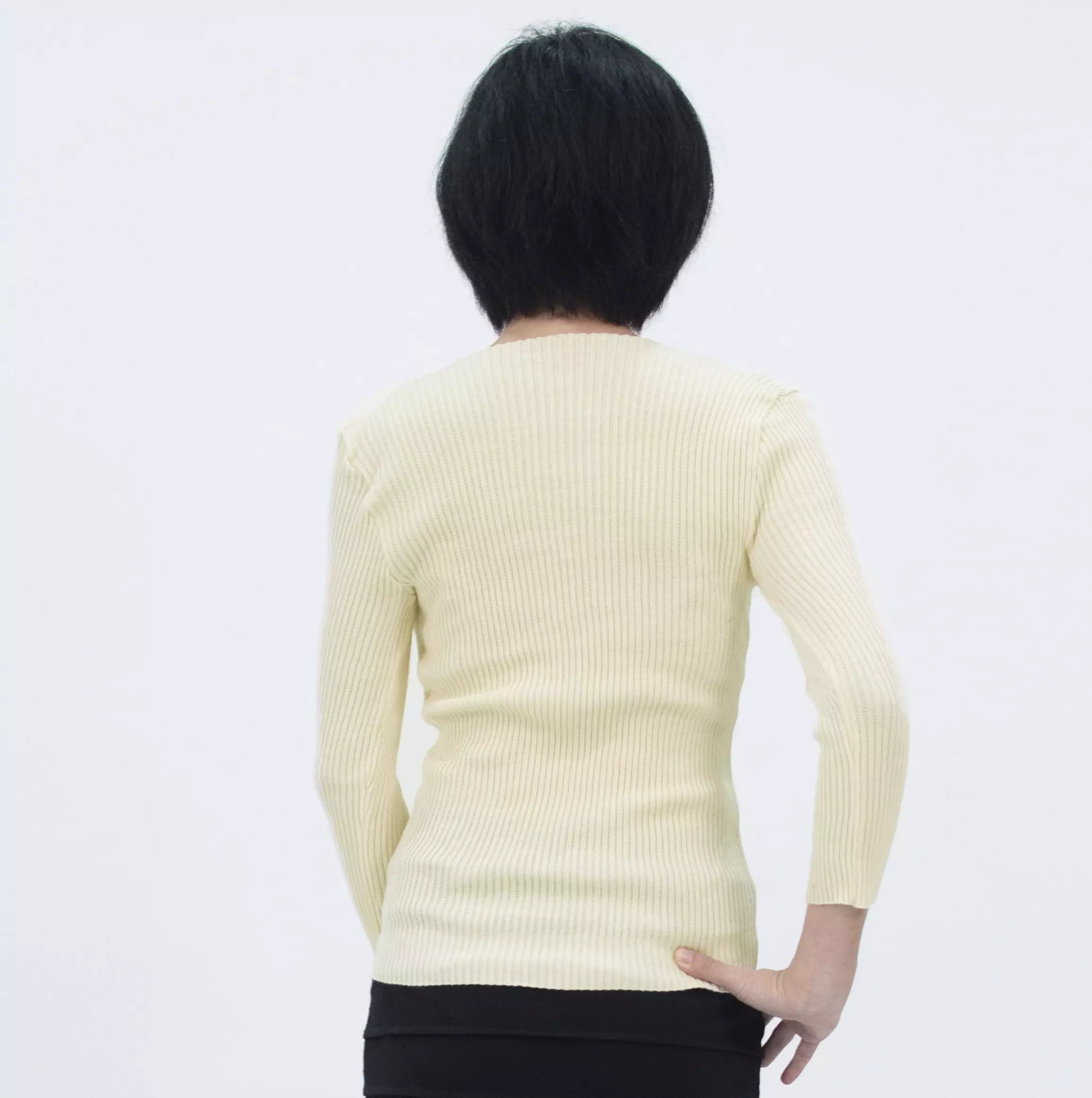 RUTH Sweater Rajut Wanita Switer Gaya Korea Sweter Lengan Panjang Leher V - OFFWHITE