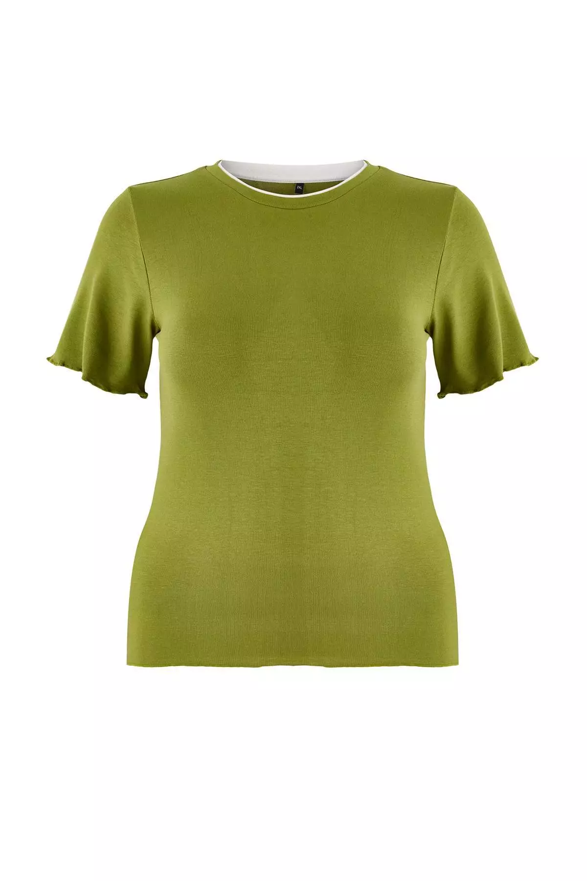 Wardrobe Essentials Oil Green Collar Piped Detail Soft Keys Knitted Blouse Tbbss26Af00025