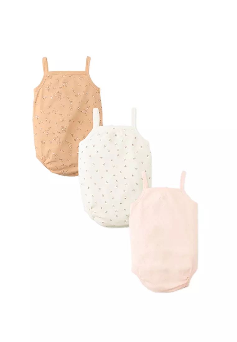 Baby June 3-Piece Strappy Bodysuit With Small Bow Set