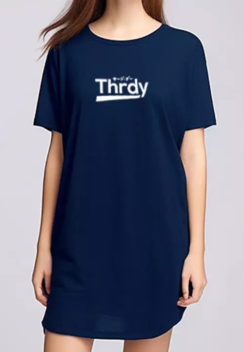 LTB51 Dress Kaos Kasual LD Thrdy Wanita Navy