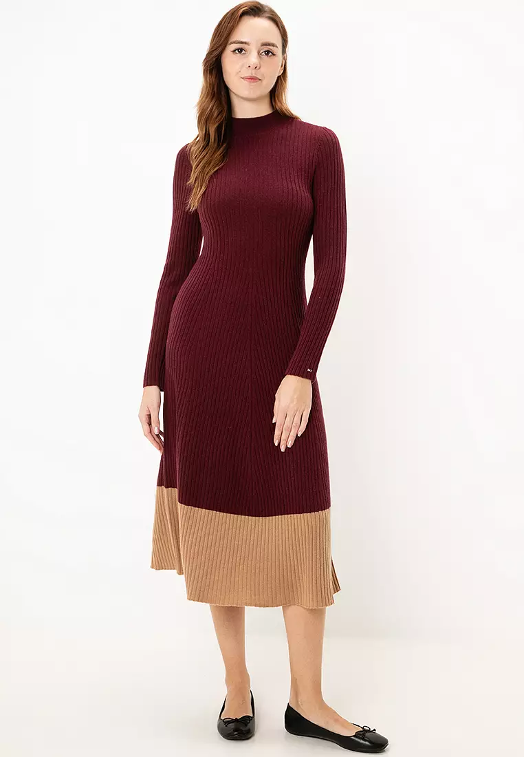Buy Tommy Hilfiger Wool Colourblock Sweater Dress 2025 Online | ZALORA