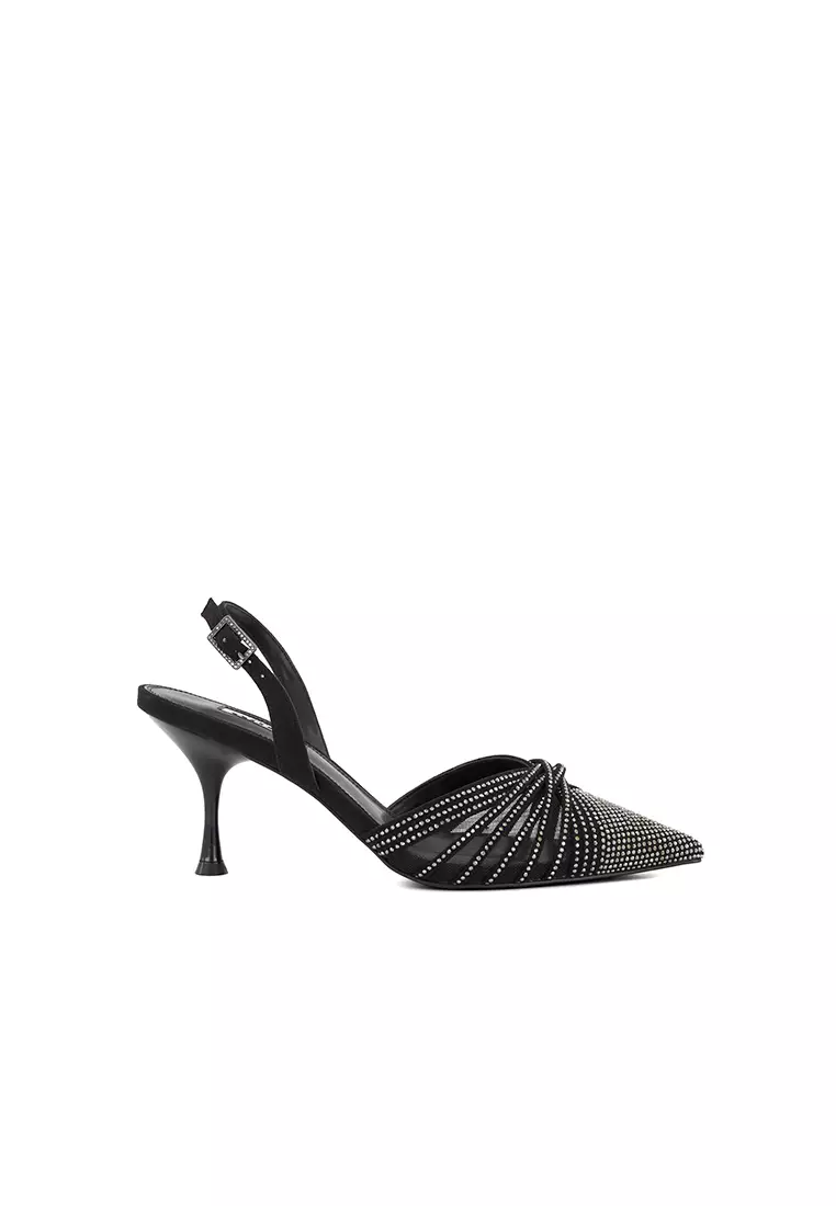 Buy Dune London Cloudia Diamante-Mesh Slingback Court Shoes Black