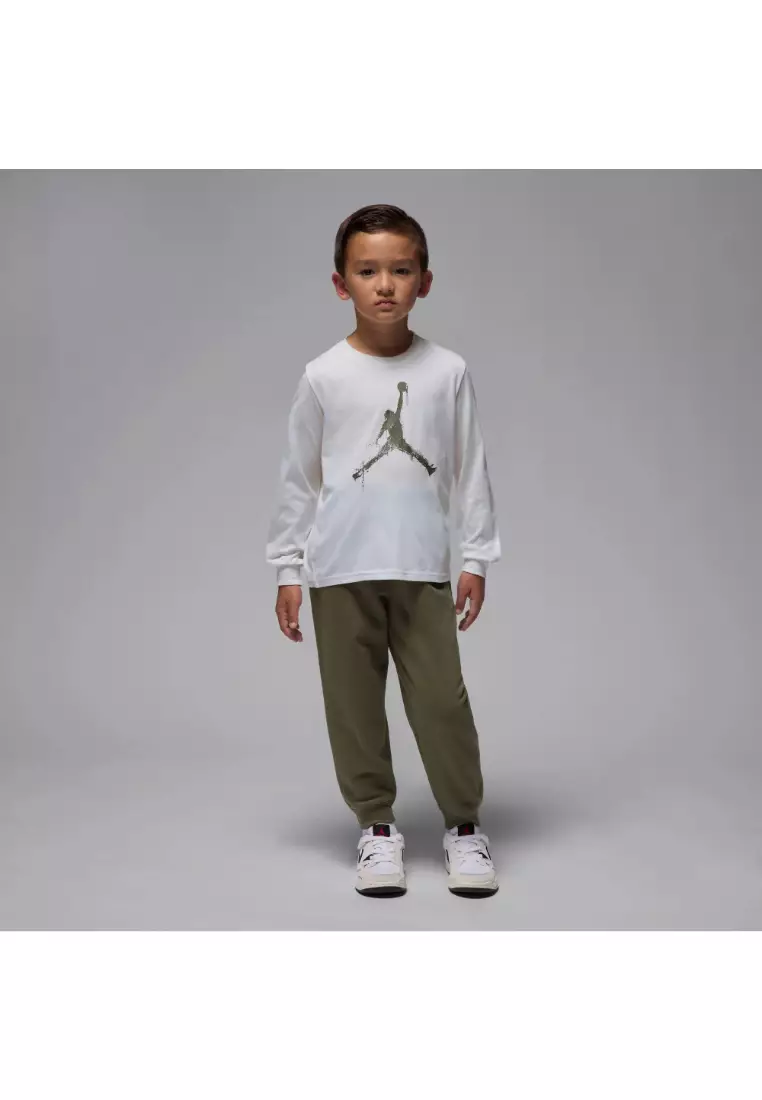 Boys Jumpman Drips White Long Sleeve T-Shirt (Little Kids)