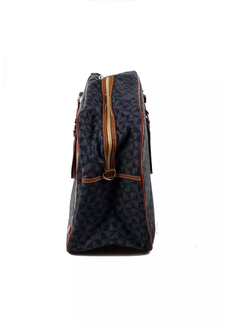 Stevie Tas Travel Jinjing Unisex Duffle Bag Design Casual Large Storage Material Leather ORIGINAL - Black