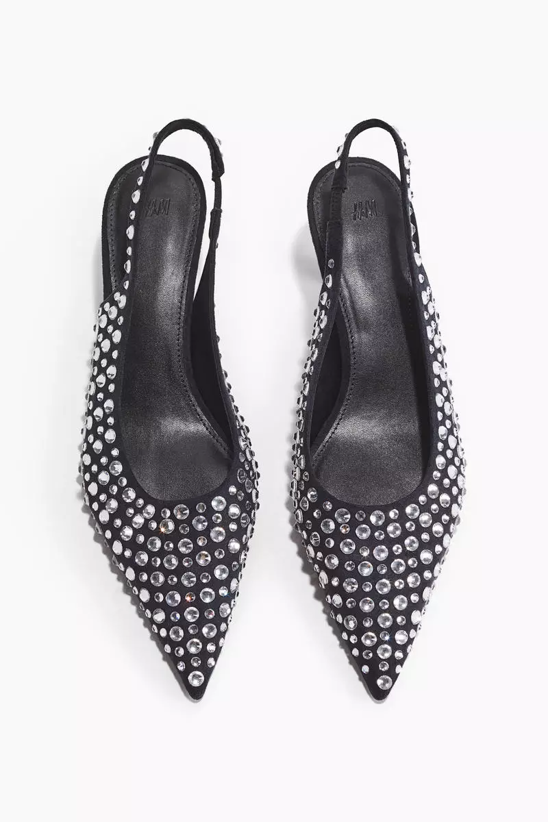 Rhinestone-embellished slingback court shoes