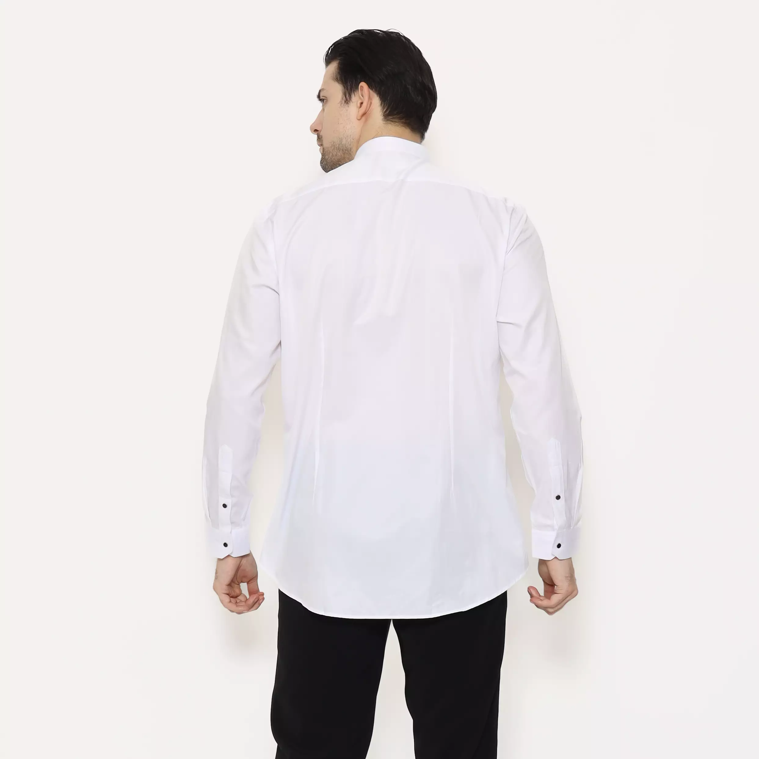 LAWELL DELANO-MLRT Kemeja Formal Pria Putih Tuxedo Style Lengan Panjang Regular Fit 100% Cotton