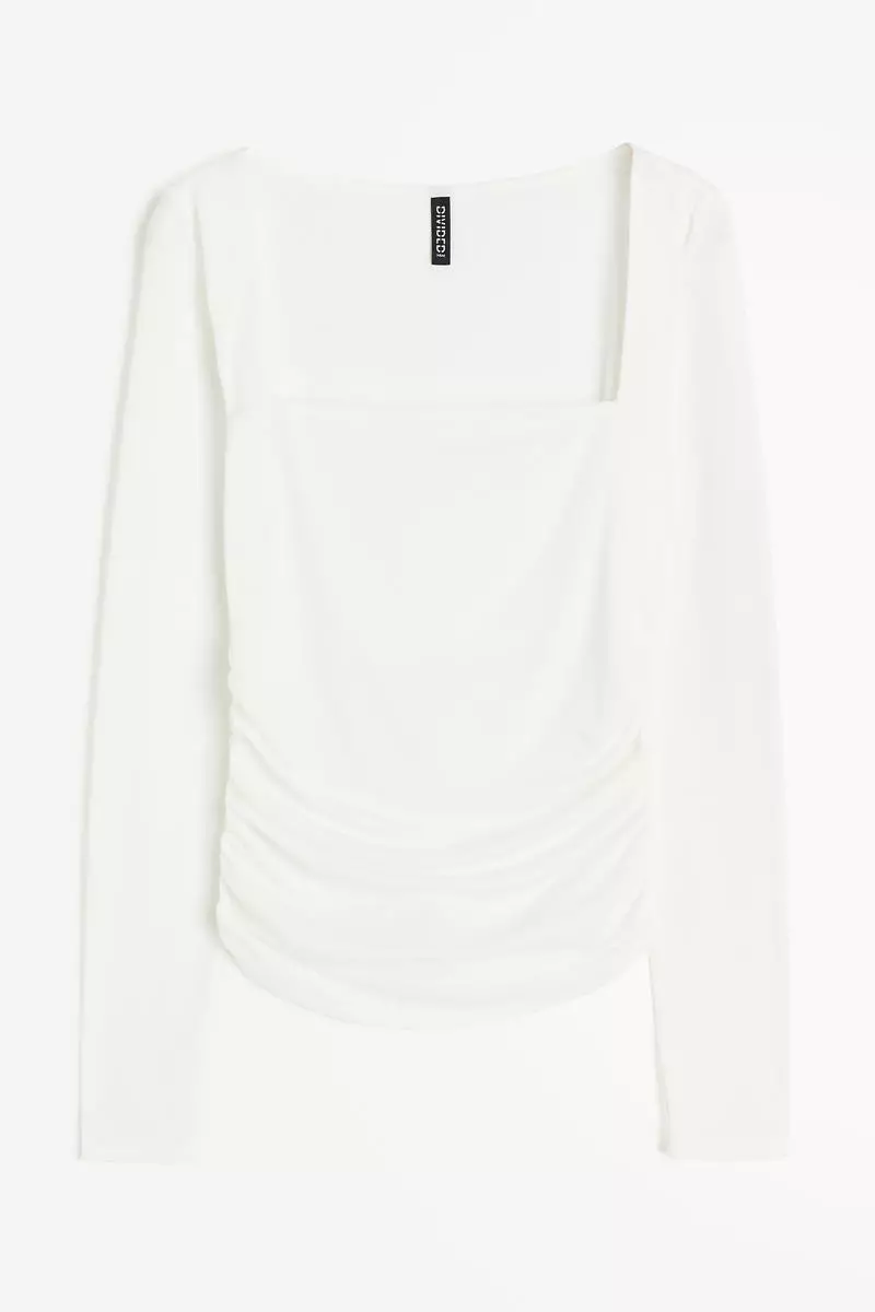 Gathered square-neck top