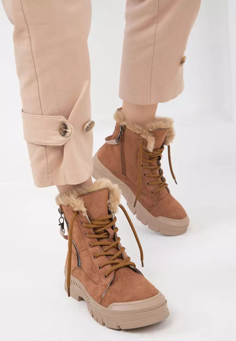 Tan Suede Women's Boots - 20007 Model Bootie