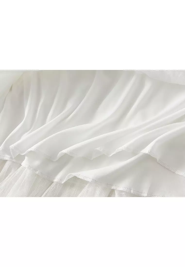 Spring/Summer Pleated Mesh Tiered Skirt AF2210