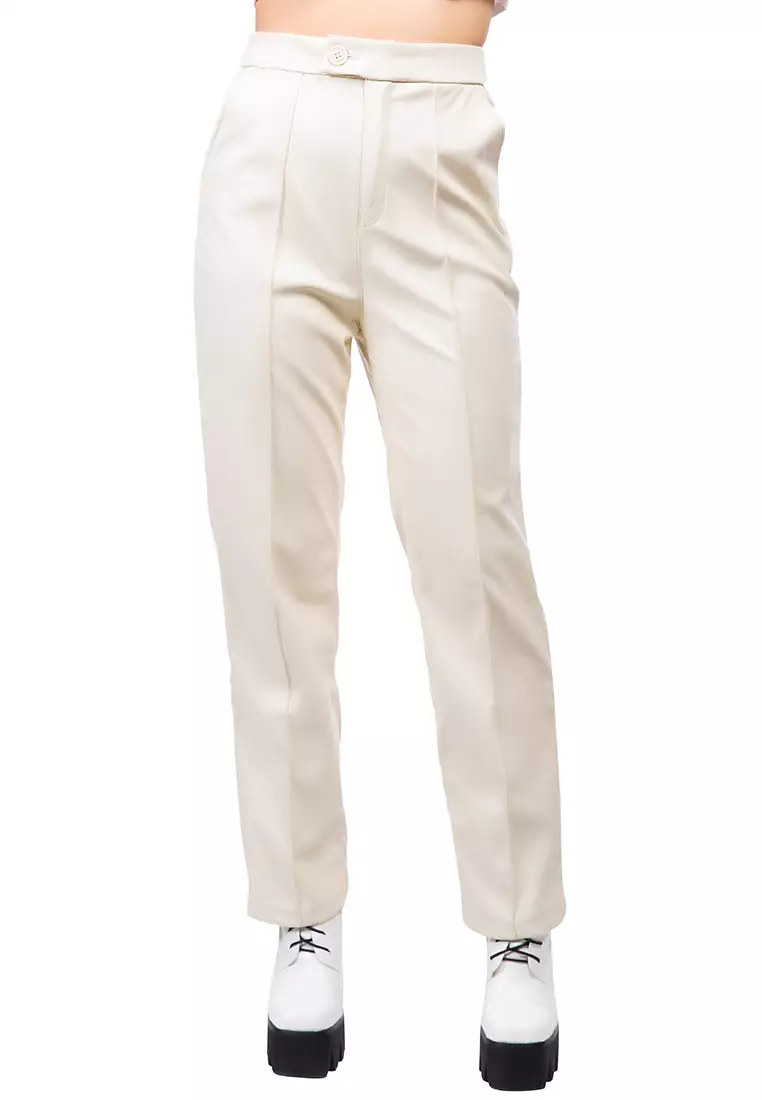 Express Leggings Womens Small Ivory Cream Faux Leather High Waisted Pants S