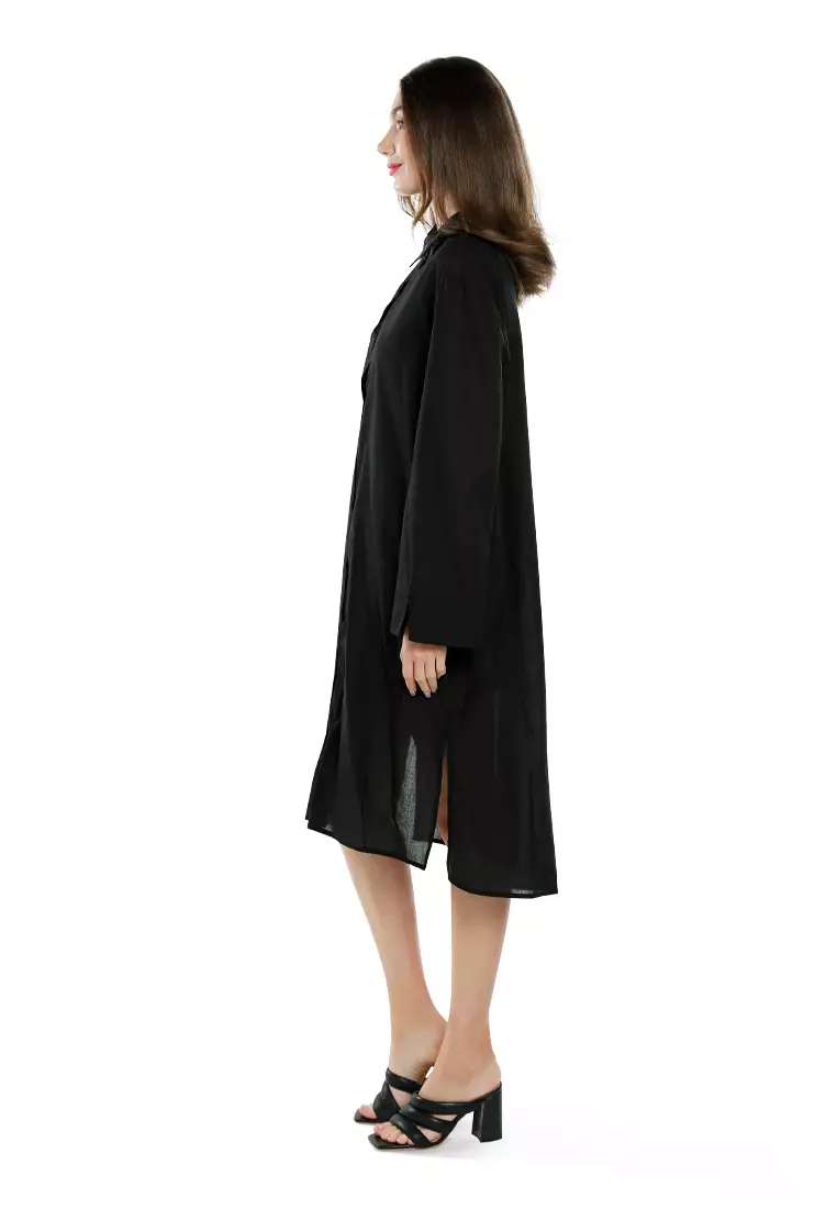 Oversized Shirt Dress in Black