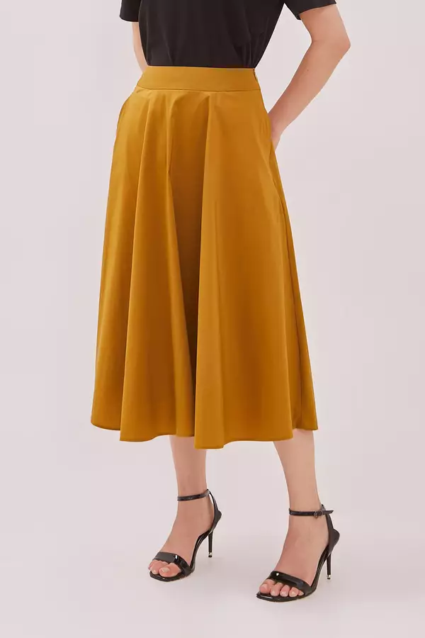 MINIMAL - Kamelie - Rok Midi A line - Brown Warna Brown