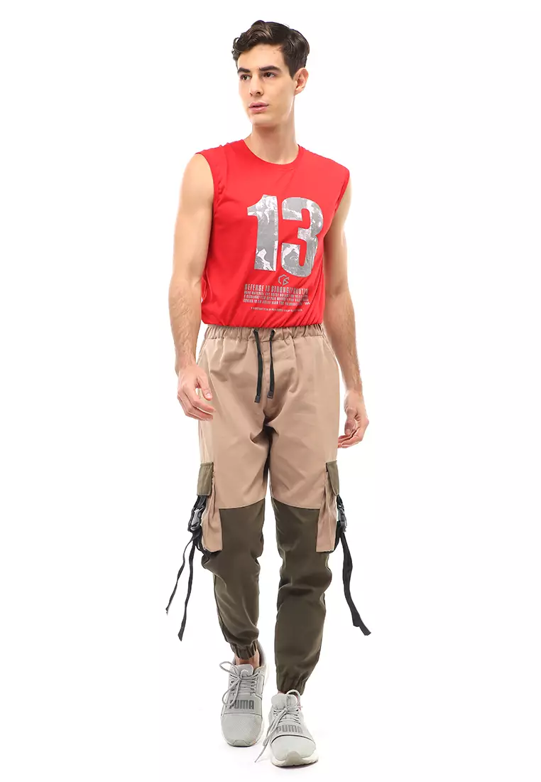 Locko Long Pants Celana Jogger Pria Kombinasi Material Cotton Twill ORIGINAL - Cream Green