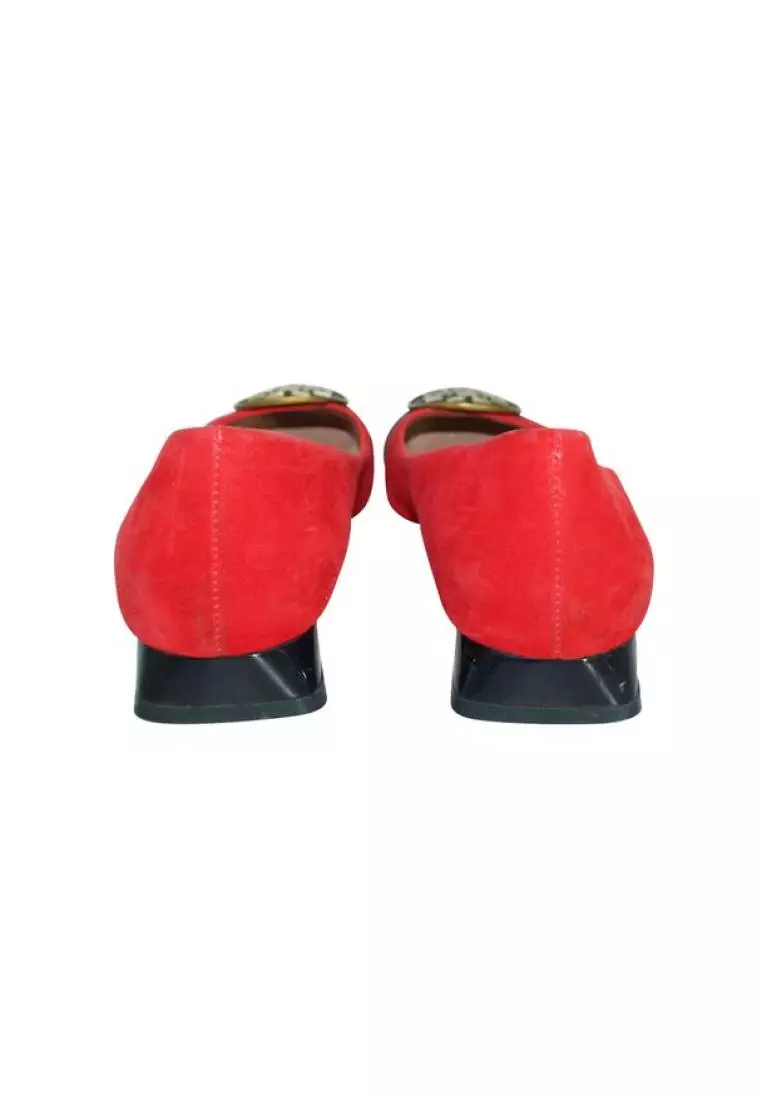 Buy TORY BURCH Pre Loved TORY BURCH Red Suede Low Heels with Brass