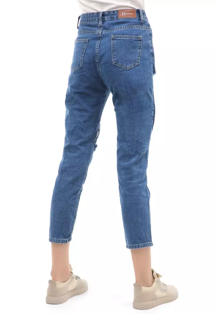 Jourel Long Pants Celana Panjang Ripped Jeans Wanita Material Denim ORIGINAL - Blue