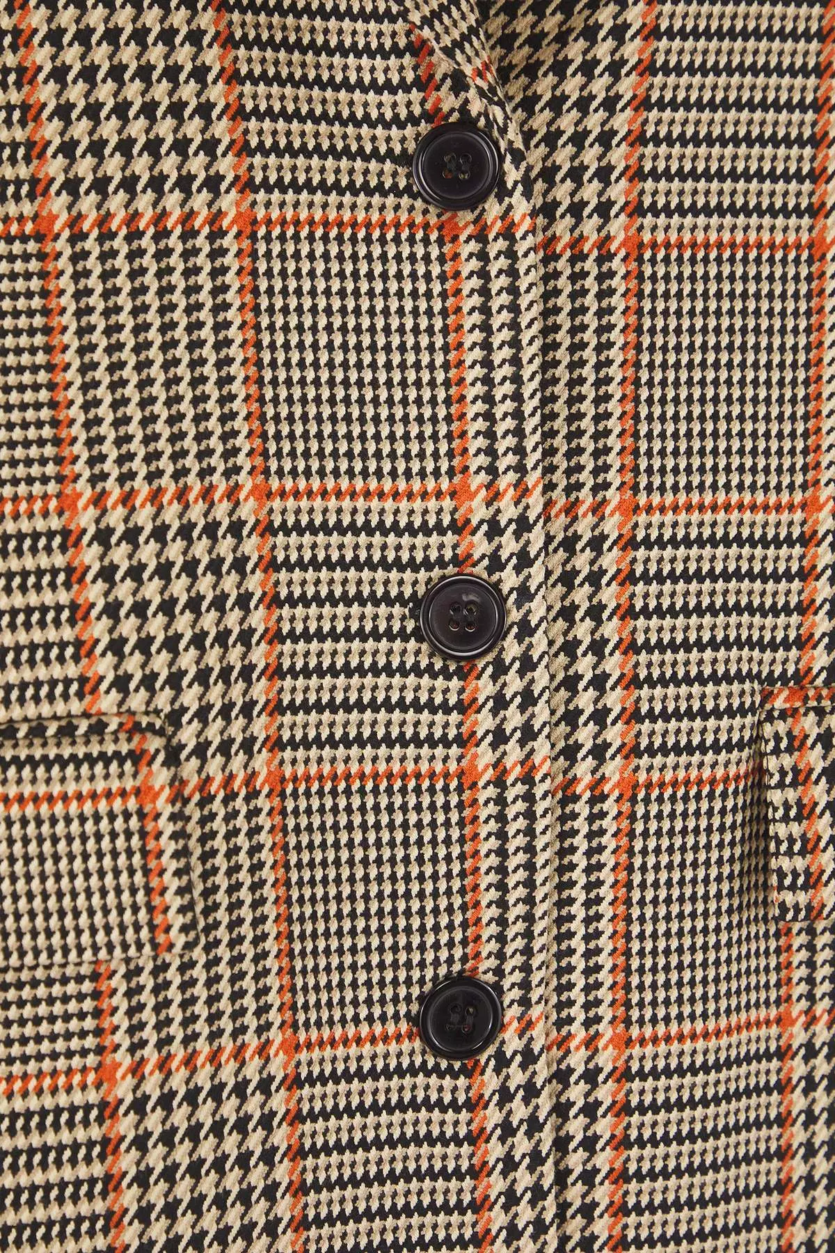 Brown Plaid Blazer Jacket Twoaw26Bc00006