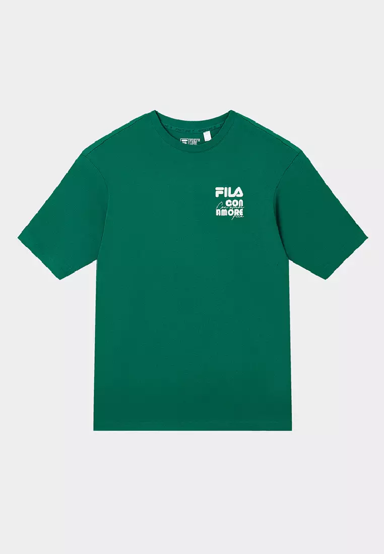 White fila store tee