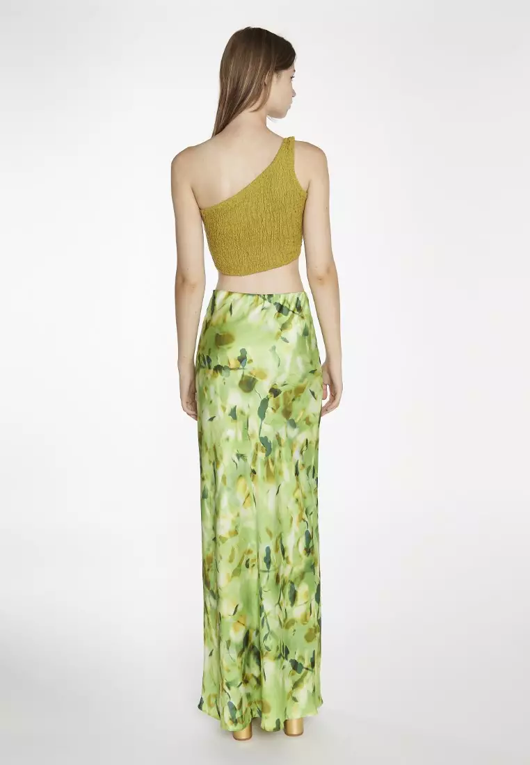 One Shoulder Shirred Crop Top