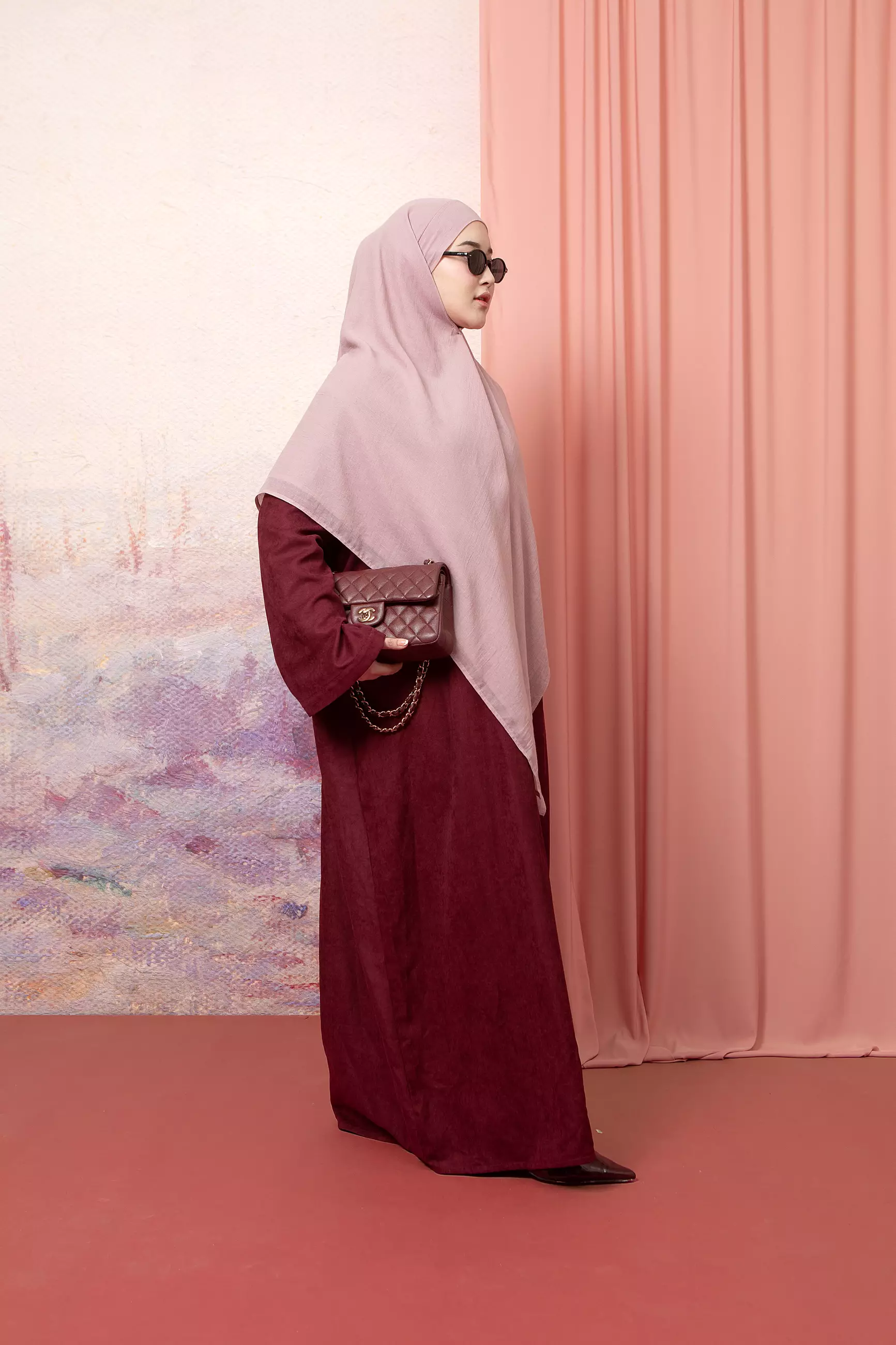 Mahda Abaya Dress Burgundy