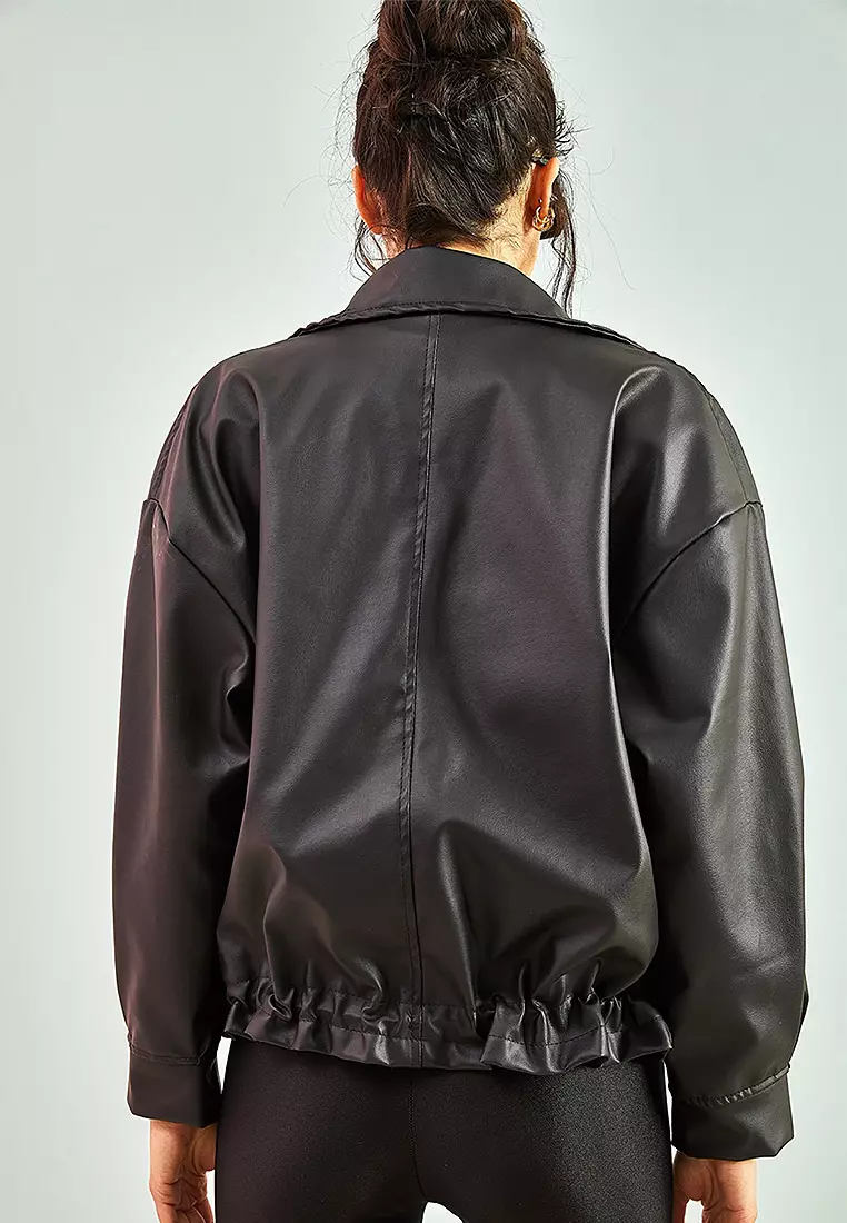 Leather Jacket with Large Pockets