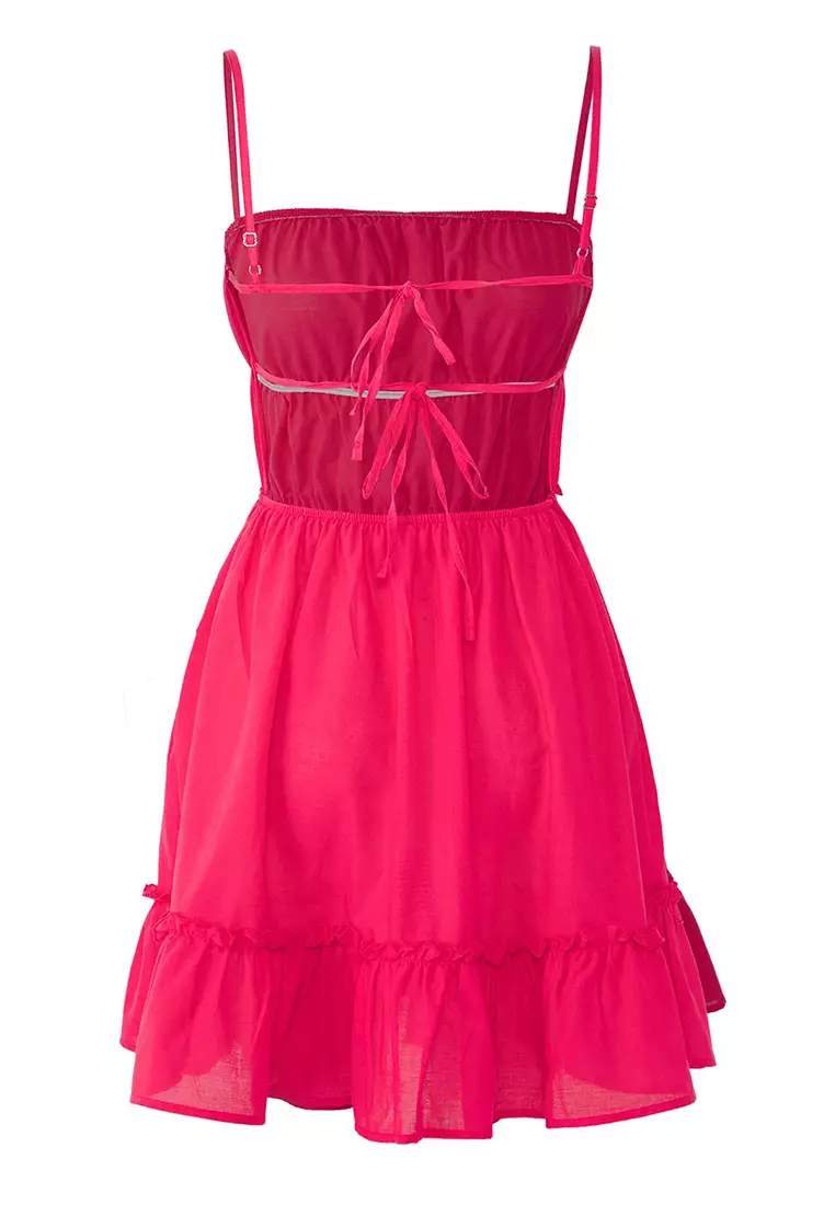 Pink Woven Short 100% Cotton Beach Dress TBESS25EL00120