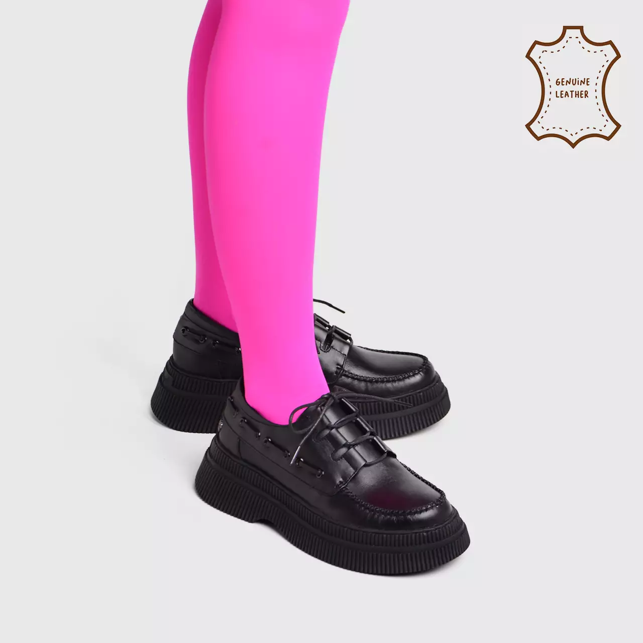 Zalica Platform Genuine Leather Black