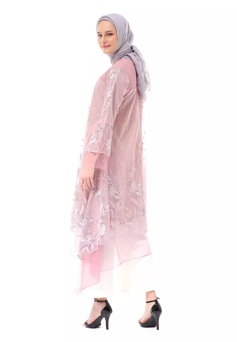 Laika Dress Muslimah Brukat Long Sleeve High Quality Premium Wanita - Taro Soft