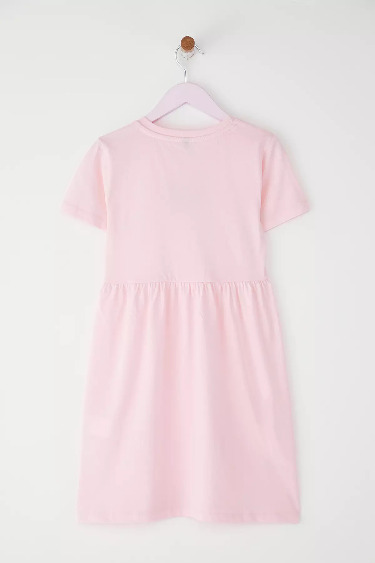 Pink Ready-Made Girl's Dress 100% Cotton, Mini Knitted Sleeve Model