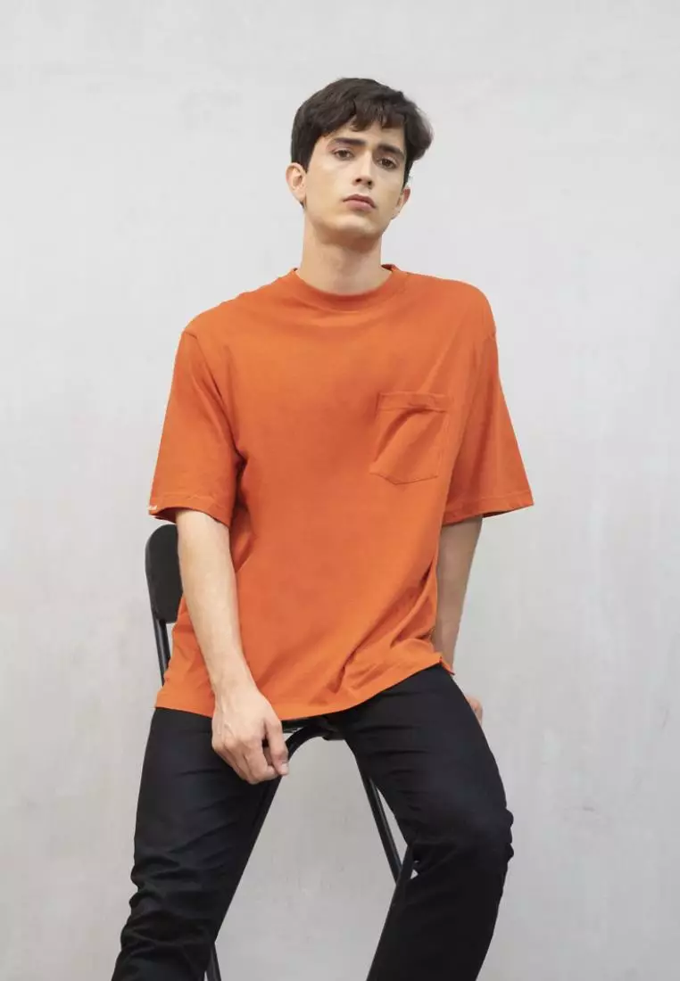 kaos oversized pria polos oversize shirt terracotta